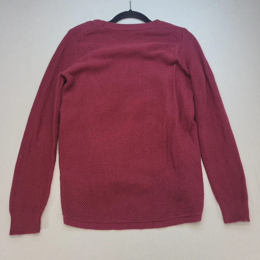 Madewell Sweater Womens Small Burgundy Tulip Hem‎ Waffle Knit E3445